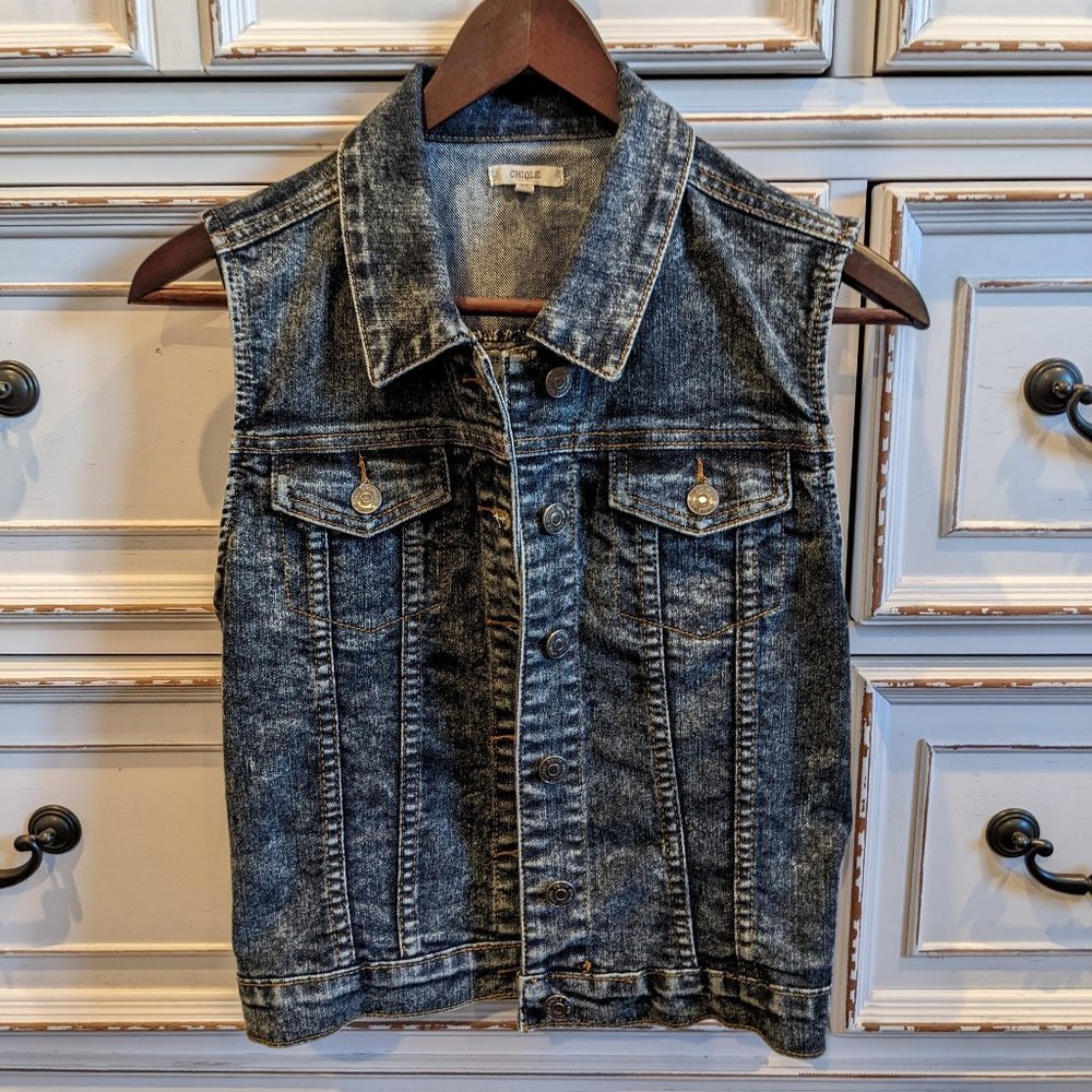 Denim Vest with Crochet Back
